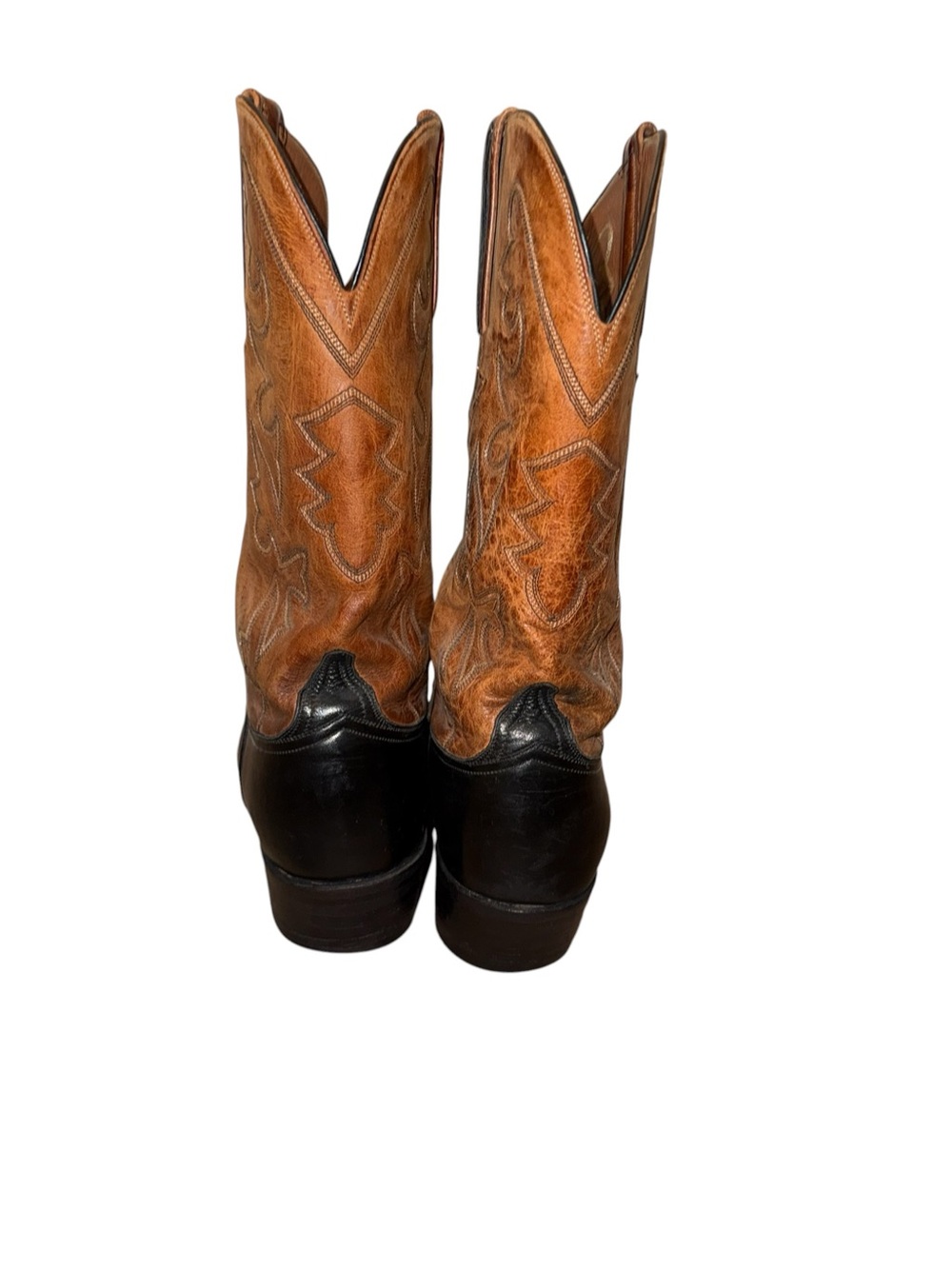 Lucchese Cowboy Boots Mens 9.5 Black Leather Western Pull‎ On Pointed Toe USA - Picture 6 of 12